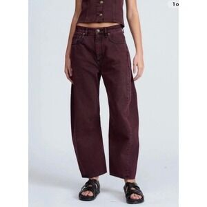 Rag & Bone Jeans Womens 34 Burgundy Charlie High-Rise Barrel  NEW
